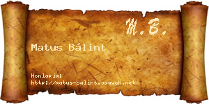 Matus Bálint névjegykártya